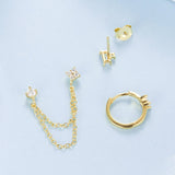 925 Sterling Silver Mini Stud Earrings with Gold Plating and CZ