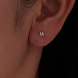925 Sterling Silver Brass Earrings with White Gold Plating 1.4cm for Women
