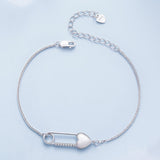 925 Sterling Silver Bracelet with CZ Pendant - 160mm Length and 8x26mm Pendant Size for Women