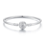 925 Sterling Silver Pavé Setting CZ Bracelet with White Gold Plating for Women - Size 17.0