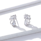 925 Sterling Silver Plated Platinum Earrings with Pavé Setting CZ for Women