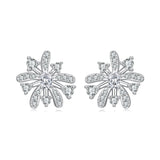 925 Sterling Silver Earrings with Pavé Set CZ in White Gold Finish, 1.1*1.0cm