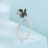 925 Sterling Silver Enamel Oxidized Silver Ring for Dogs