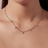 925 Sterling Silver 0.10ct Moissanite Necklace in White Gold, 40+5cm Chain for Women