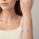 925 Sterling Silver Plated White Gold Adjustable Bracelet for Women