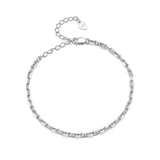 925 Sterling Silver Platinum Plated Bracelet 160+50mm for Women