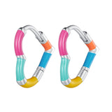 925 Sterling Silver Enamel Plated Earrings 14*2mm for Women