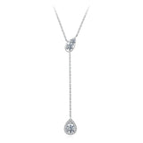 925 Sterling Silver Moissanite Necklace with 3 Stone Sizes for Women