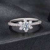 925 Sterling Silver Pavé Moissanite Ring with CZ - Size 6