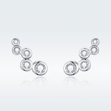 925 Sterling Silver Earrings with Pavé Setting CZ, 0.5x1.2 cm for Women
