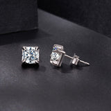 925 Sterling Silver & Moissanite Earrings - White Gold Plated, 0.5ct, Style S for Women