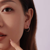 925 Sterling Silver White Gold Plated Hoop Earrings with CZ - 2.0cm