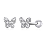 925 Sterling Silver Earrings with CZ in Pavé Setting - 0.4*0.5cm - Women