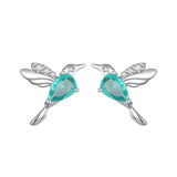 925 Sterling Silver Transparent Glass Earrings with CZ for Women