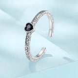 925 Sterling Silver Oxidized CZ Pavé Ring for Women