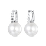 925 Sterling Silver Earrings with White Gold Plating and Shell Pearl for Women