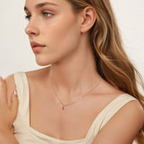 925 Sterling Silver Necklace with Synthetic Opal Pendant, 45cm, Plated White Gold for Women
