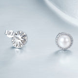 925 Sterling Silver Freshwater Pearl Earrings with CZ for Women