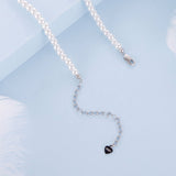 925 Sterling Silver Necklace with Pavé Setting CZ & Synthetic Pearl for Women