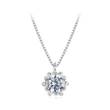 925 Sterling Silver Moissanite & CZ Pavé Necklace - 40+5cm for Women