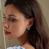 925 Sterling Silver Earrings Size 14*1.5mm Plated Platinum for Women