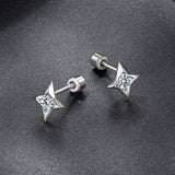 925 Sterling Silver Moissanite Earrings 0.8cm for Women