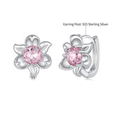 925 Sterling Silver White Gold Plated Transparent Glass 1.4 x 1.2 cm Hoop Earrings for Women