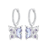 925 Sterling Silver Earrings with Pavé Setting CZ and Transparent Glass for Women