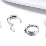 925 Sterling Silver Earrings with Pavé Setting CZ, 1.1*0.3cm