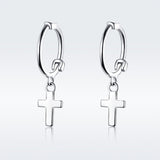 925 Sterling Silver Earrings Plated Platinum 1.9*0.5cm for Women