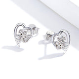 925 Sterling Silver Earrings with Pavé Setting CZ, 0.9cm for Women