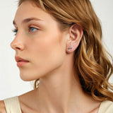 925 Sterling Silver Earrings with Pavé Setting CZ in Oxidized Silver