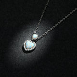 925 Sterling Silver Genuine Translucent Opal Necklace with CZ for Women