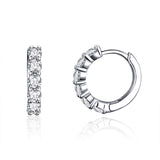 925 Sterling Silver Earrings with Pavé CZ in Platinum Plating, 1.6 x 0.3 cm for Women