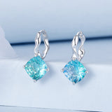 925 Sterling Silver Earrings with Transparent Glass and White Gold Plating for Women