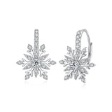 925 Sterling Silver Earrings with Pavé Setting CZ in White Gold for Women