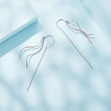 925 Sterling Silver Earrings 56*10mm Plated Platinum Rose Gold for Women