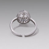 925 Sterling Silver Ring with Transparent Glass & Nano Opal, Width 0.18cm, Style E, for Women