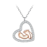 925 Sterling Silver Necklace with CZ in Rose Gold and Platinum Finish, 400mm Chain Length for Women