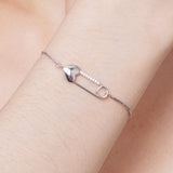 925 Sterling Silver Bracelet with CZ Pendant - 160mm Length and 8x26mm Pendant Size for Women