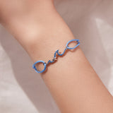 925 Sterling Silver Adjustable White Gold Bracelet with CZ Pendants for Women