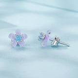 925 Sterling Silver Opal 8mm Earrings for Women