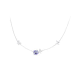 925 Sterling Silver Adjustable Length Necklace with Enamel, CZ Pendant for Women