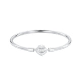 925 Sterling Silver White Gold Plated Bracelet 17.0 cm Inner Diameter 55mm for Women