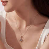 925 Sterling Silver Necklace with White Gold Plating and CZ - 40+5cm for Women