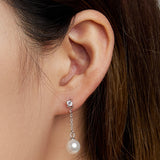 925 Sterling Silver Earrings with Pavé Setting CZ & Quality Shell Pearl