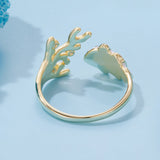 925 Sterling Silver Enamel Pavé Setting CZ Gold Plated Ring for Women