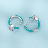 925 Sterling Silver Hoop Earrings with White Gold Plating and CZ