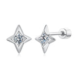 925 Sterling Silver Moissanite Earrings 0.8cm for Women