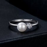 925 Sterling Silver Moissanite & Freshwater Pearl Ring 3mm Size 6 for Women